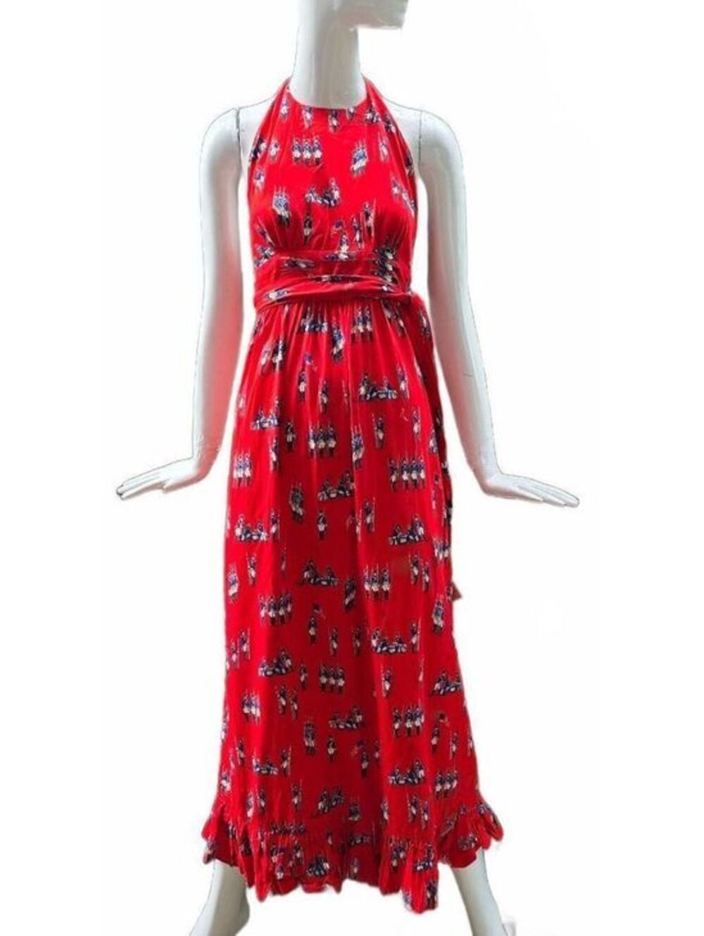 Handmade Liberty of London Fabric Musical March Halter True Wrap Maxi Dress